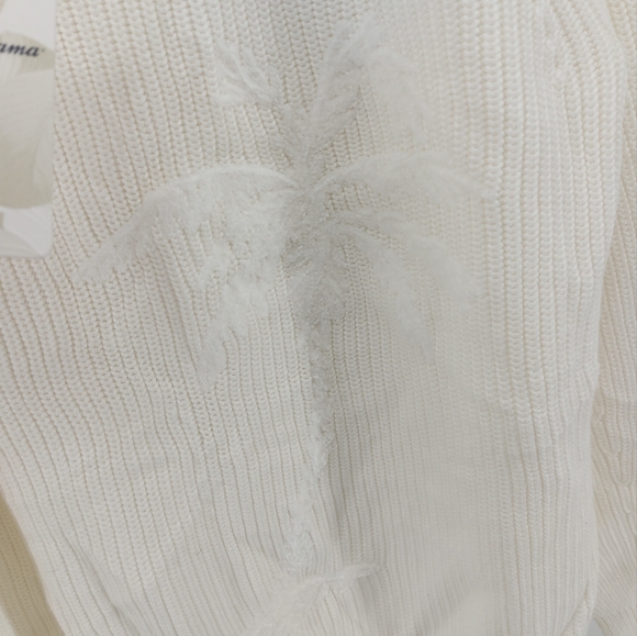 Tommy Bahama Breezy Palm Embroidered White Cotton Sweater Size Medium - Picture 2 of 7